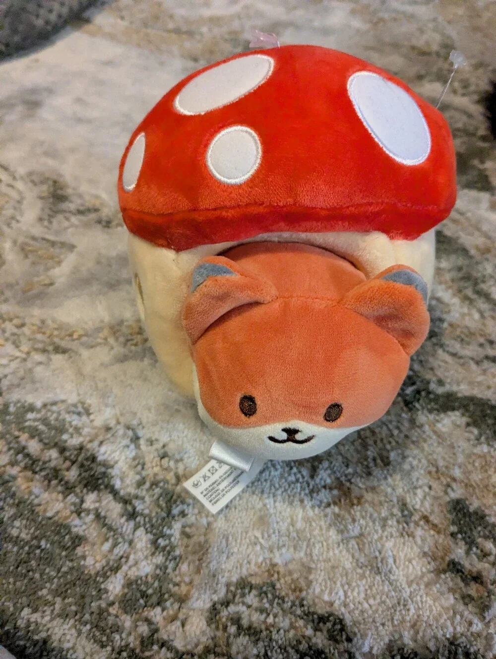 Plush Red Mushroom House & Orange Foxiroll Plush Toy Kids Accessories Set
